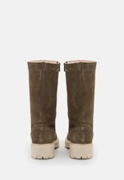 Pier One Leather Winter Boot - Laarzen - Khaki -Schoenen Verkoop 60e648fddcec4a66a5792e11ab31f968